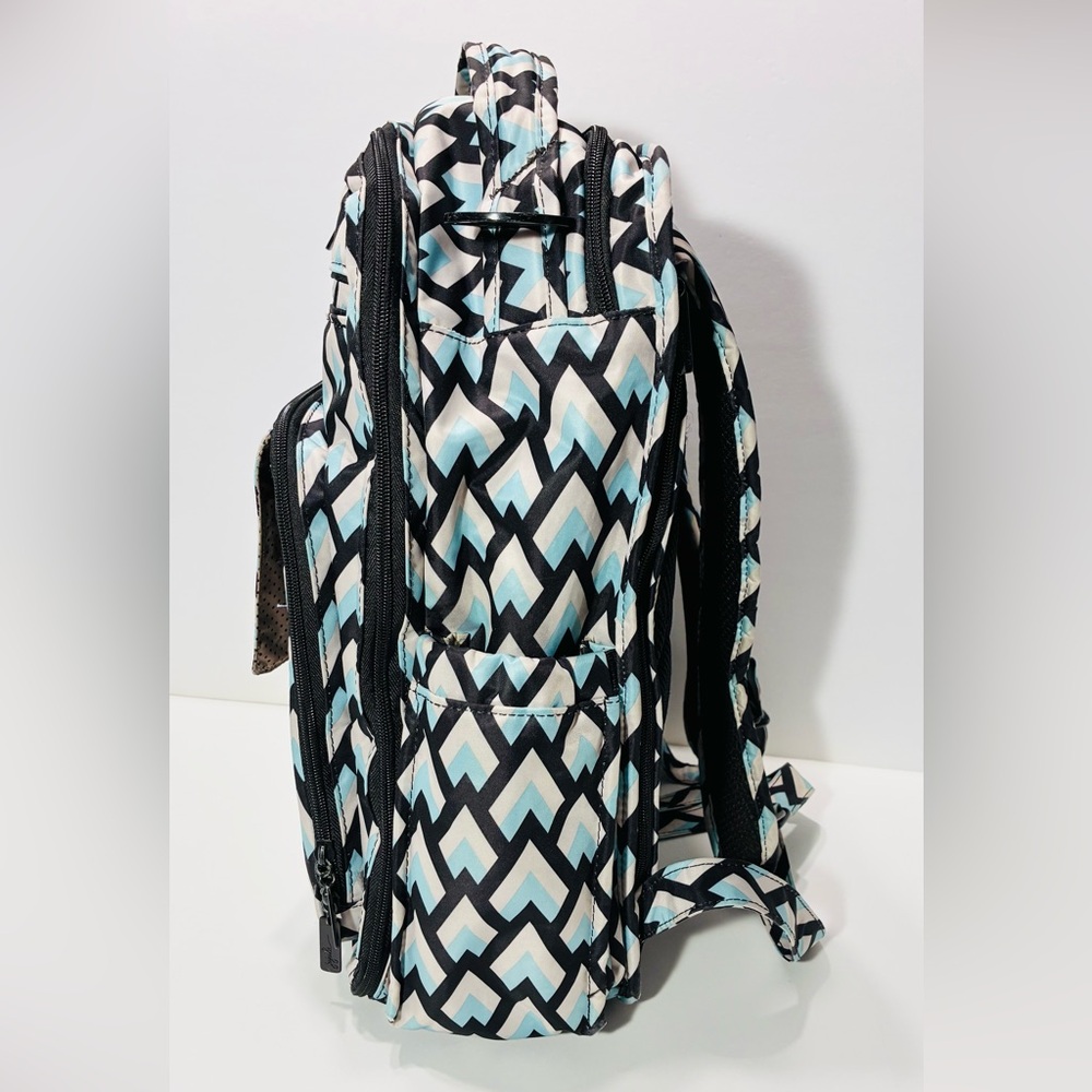 JuJuBe Be Right Back Chevron Backpack Diaper Bag Changing Pad Aqua Gray Black - Picture 7 of 13